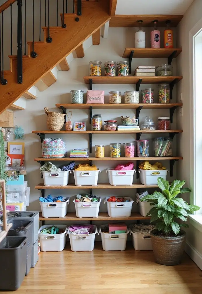 27 Under Stairs Storage Ideas That Maximize Every Inch - 12. Craft Supply Organizer