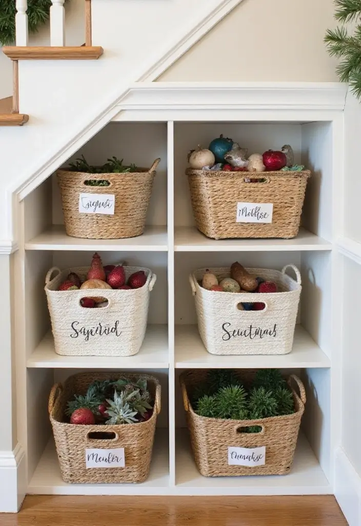 27 Under Stairs Storage Ideas That Maximize Every Inch - 16. Seasonal Decoration Storage