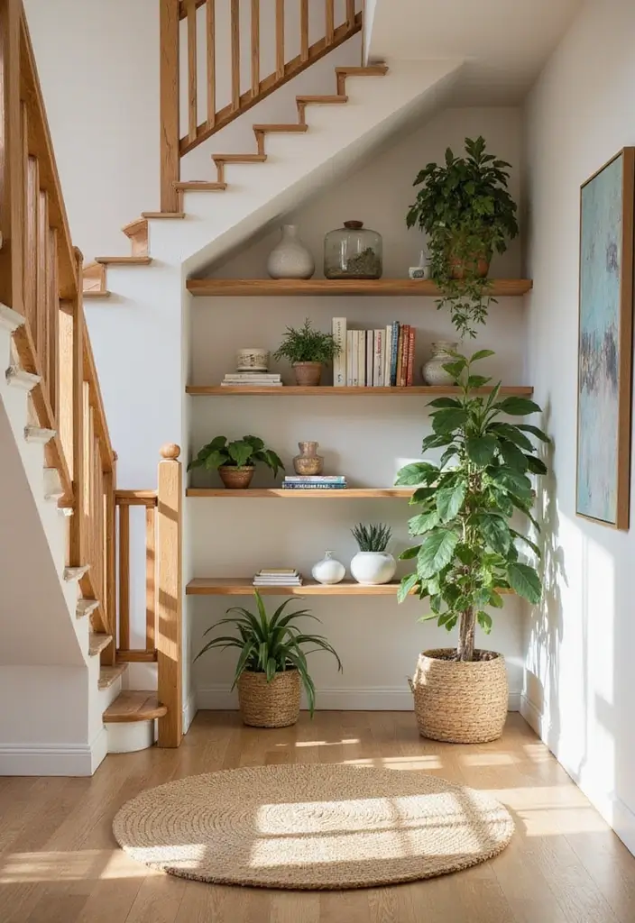 27 Under Stairs Storage Ideas That Maximize Every Inch - 2. Open Shelving Solutions