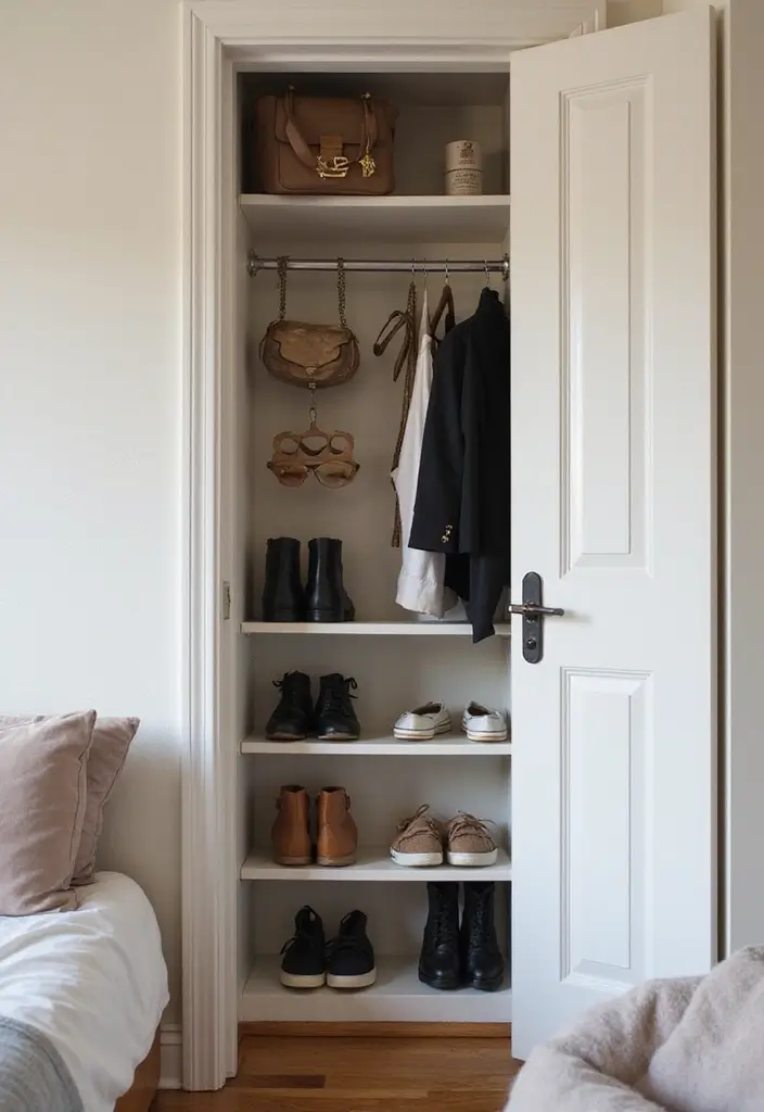 28 Dorm Storage Ideas That Save Space Instantly - 12. Closet Door Shelving