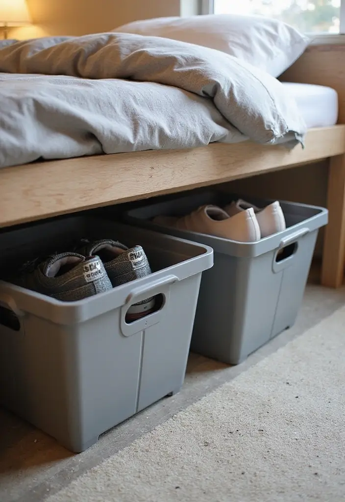 28 Garage Shoe Storage Ideas for a Clean Space - 18. Under-Bed Shoe Storage