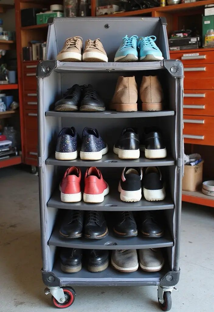 28 Garage Shoe Storage Ideas for a Clean Space - 27. Portable Shoe Box Organizer