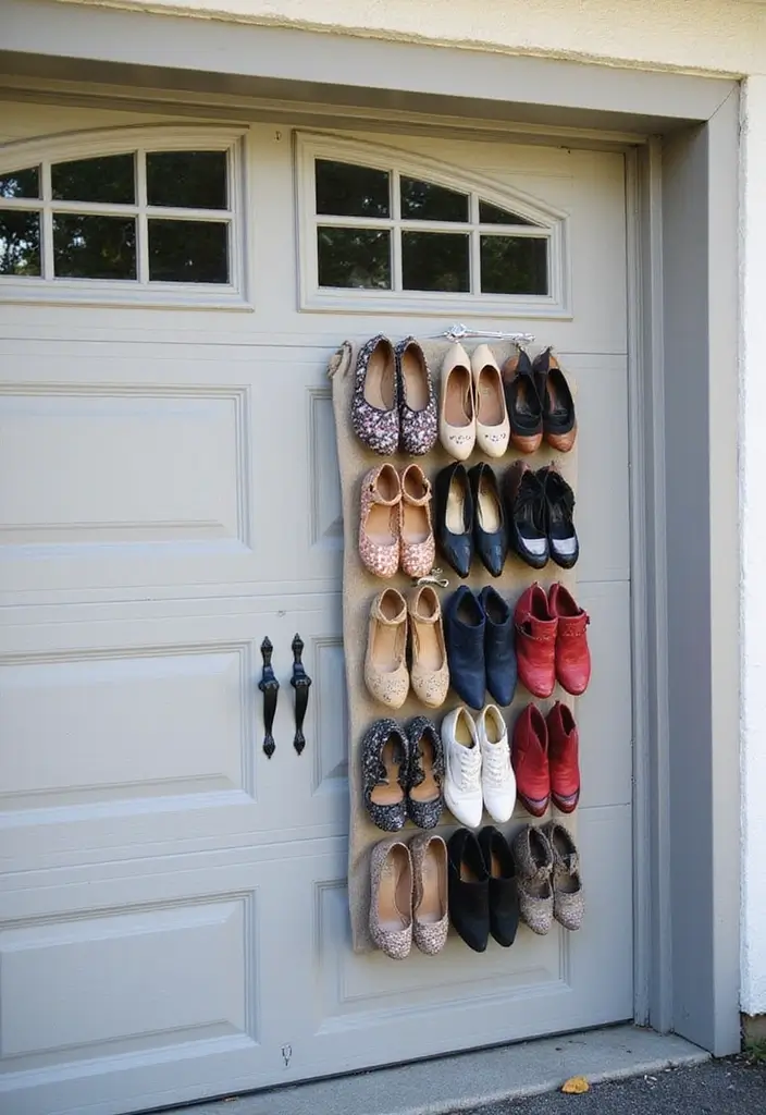28 Garage Shoe Storage Ideas for a Clean Space - 6. Hanging Shoe Storage
