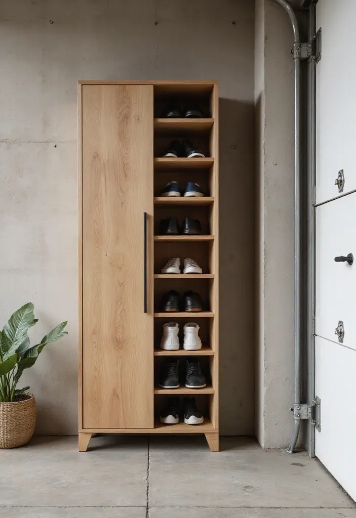 28 Garage Shoe Storage Ideas for a Clean Space - 9. Shoe Cabinet with Eco-Friendly Materials