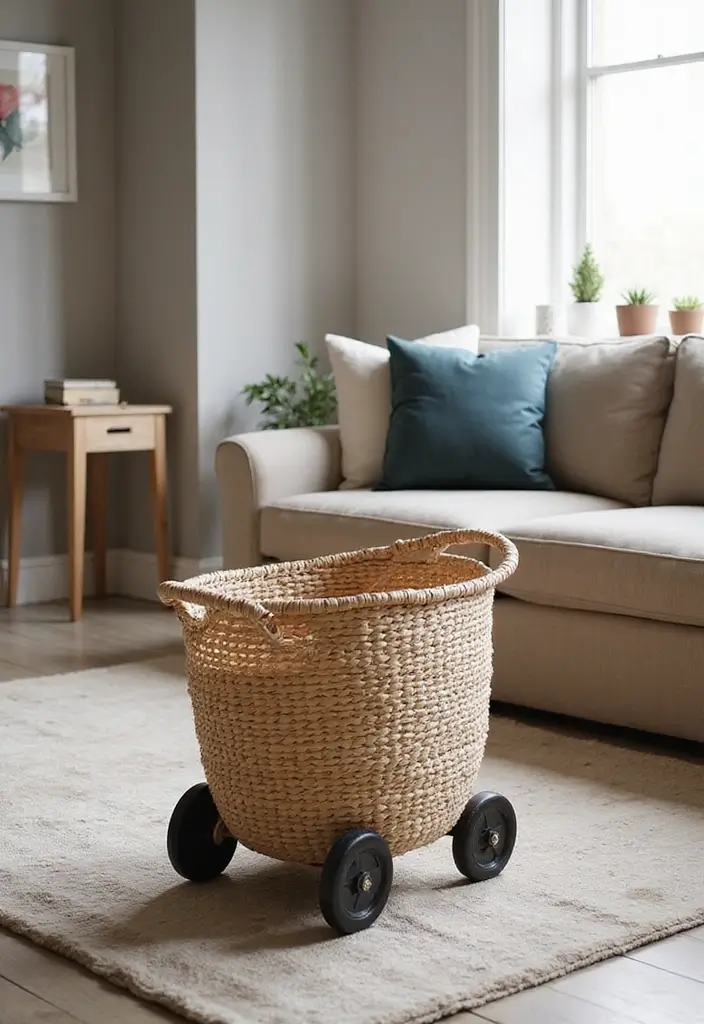 28 IKEA Storage Ideas That Transform Any Room 22 28 IKEA Storage Ideas That Transform Any Room - 22. KULJUR Basket – Chic Storage on Wheels