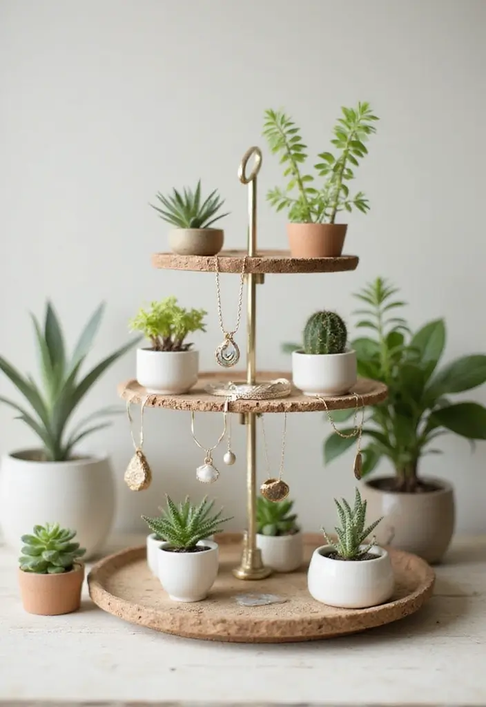 28 Jewelry Storage Ideas That Look Chic and Neat 8 28 Jewelry Storage Ideas That Look Chic and Neat - 8. Tiered Plant Stands