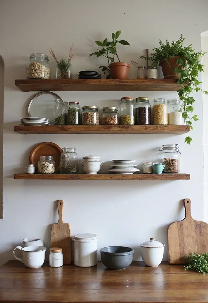 28 Kitchen Storage Ideas for a Clutter-Free Home - 1. Reclaimed Wood Shelves