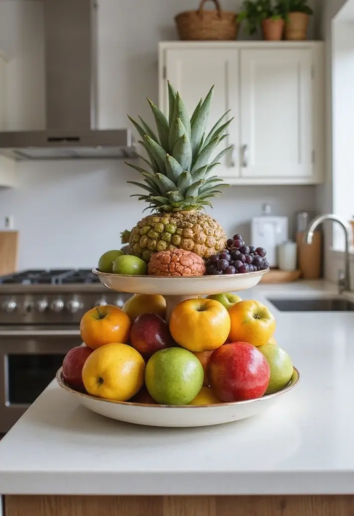 28 Kitchen Storage Ideas for a Clutter-Free Home - 4. Tiered Fruit Baskets