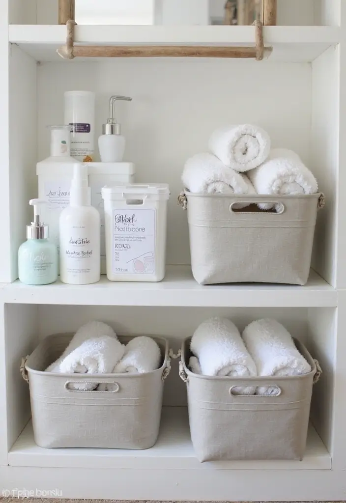 28 Towel Storage Ideas for Bathrooms You’ll Love - 11. Nesting Bins
