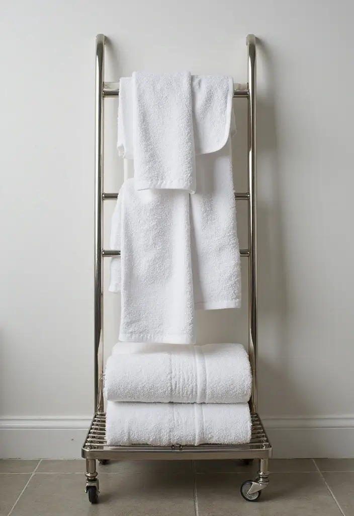 28 Towel Storage Ideas for Bathrooms You’ll Love - 14. Towel Racks on Wheels