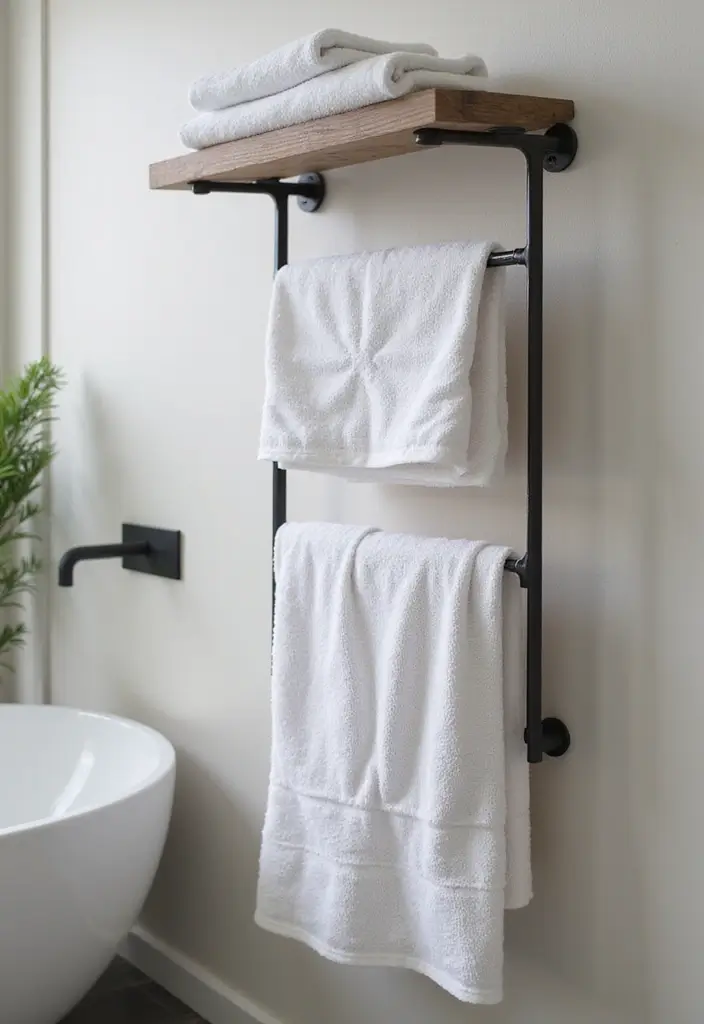 28 Towel Storage Ideas for Bathrooms You’ll Love - 17. Hanging Towel Bar