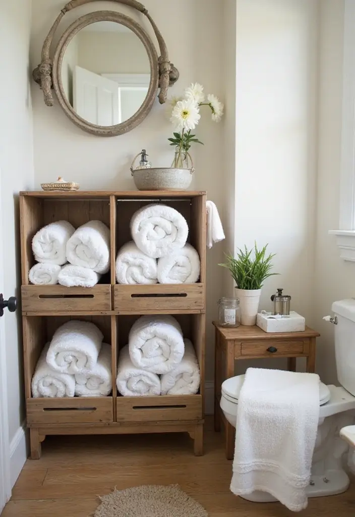 28 Towel Storage Ideas for Bathrooms You’ll Love - 21. Towel Storage Crate