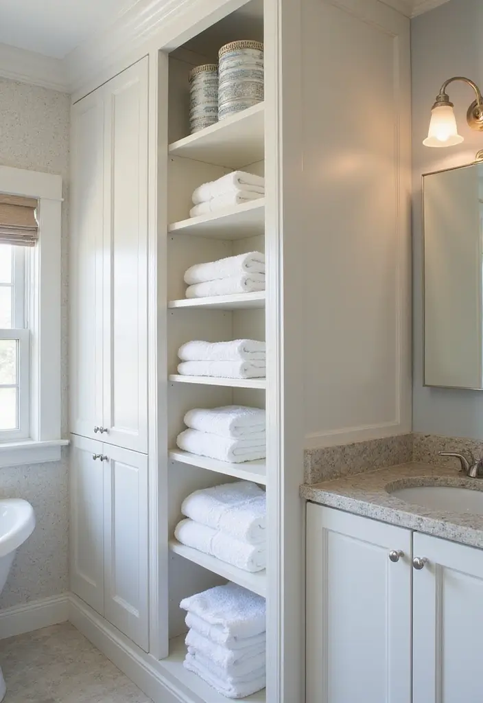 28 Towel Storage Ideas for Bathrooms You’ll Love - 24. Built-In Towel Storage
