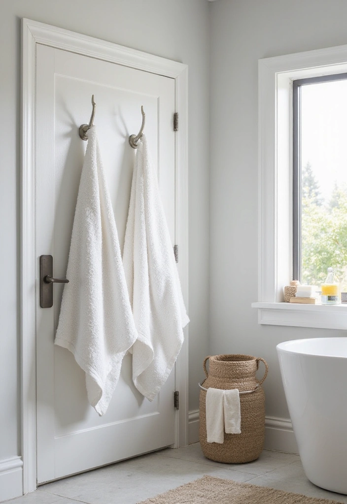28 Towel Storage Ideas for Bathrooms You’ll Love - 5. Over-the-Door Hooks