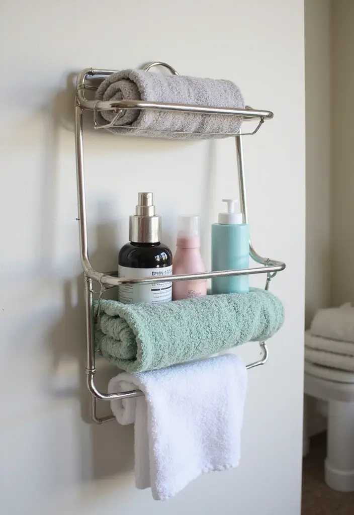 28 Towel Storage Ideas for Bathrooms You’ll Love - 9. Hanging Towel Caddy