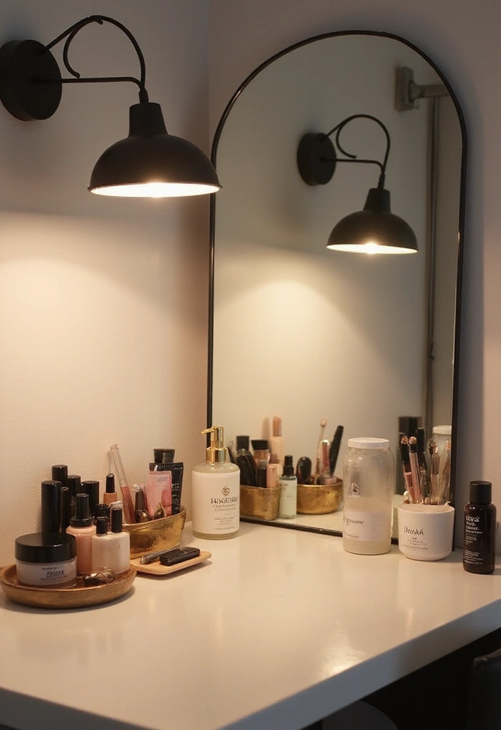 28 Vanity Organization Ideas for a Clean Look - 15. Minimalist Lighting Solutions
