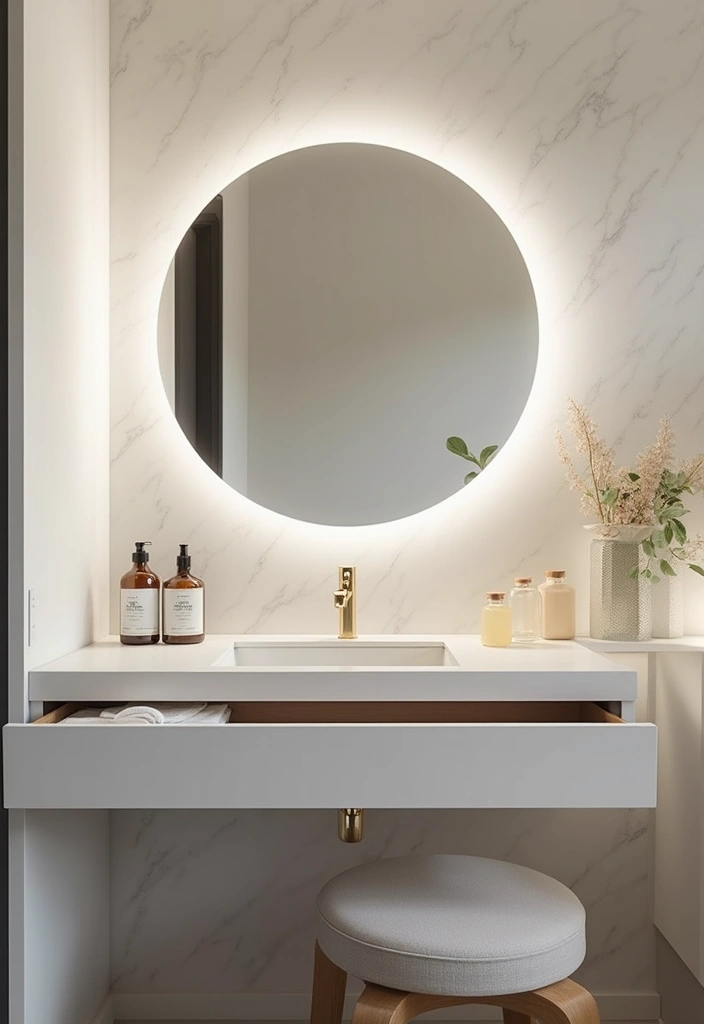 28 Vanity Organization Ideas for a Clean Look - 19. Drawer Makeup Mirrors for Dual Functionality
