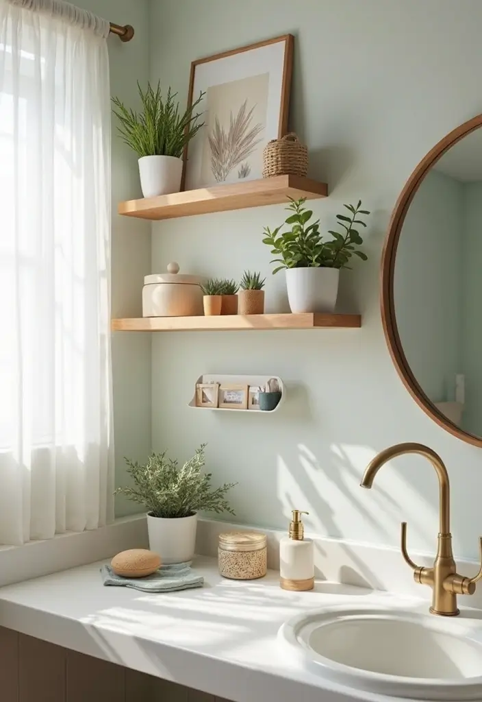 28 Vanity Organization Ideas for a Clean Look - 28. Practical Shelf Decor for Personal Touch