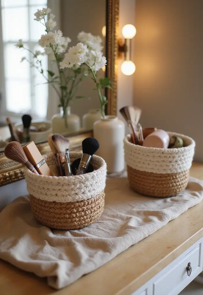 28 Vanity Organization Ideas for a Clean Look - 4. Decorative Baskets for Storage and Style
