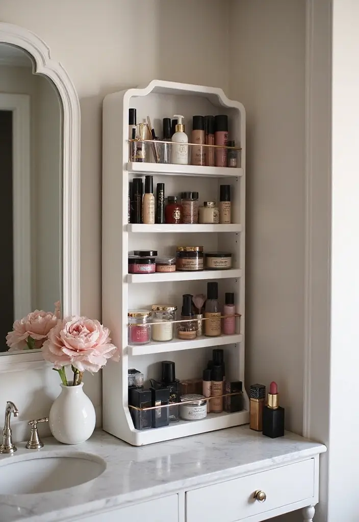 28 Vanity Organization Ideas for a Clean Look - 7. Wall-mounted Makeup Storage