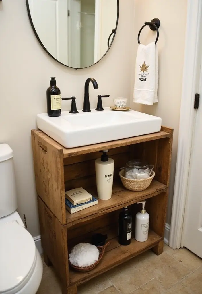 29 Bathroom Vanity Storage Ideas That Add Style - 14. Repurposed Wine Crates