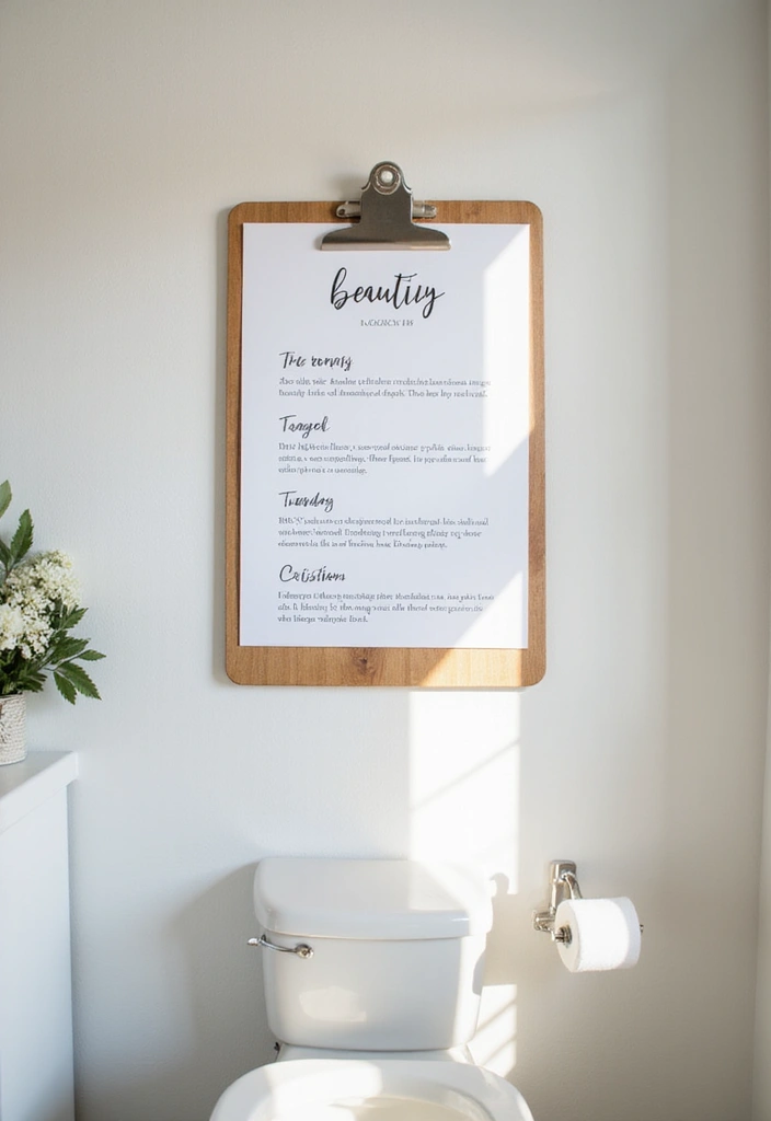 29 Bathroom Vanity Storage Ideas That Add Style - 15. Clipboards for Recipes or Tips