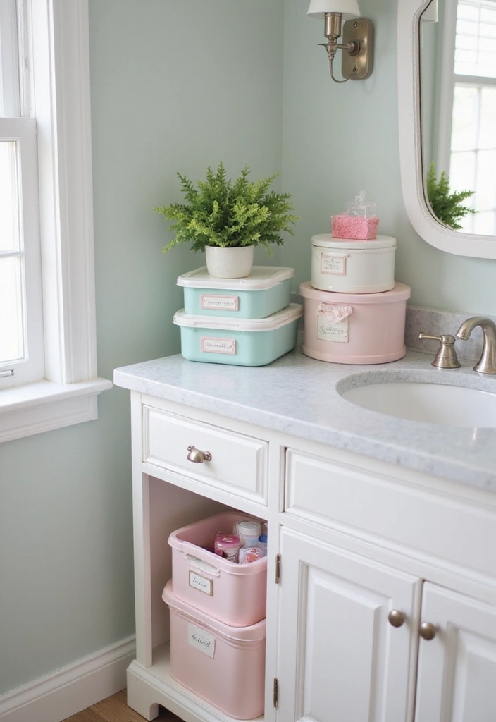 29 Bathroom Vanity Storage Ideas That Add Style - 22. Stackable Storage Boxes