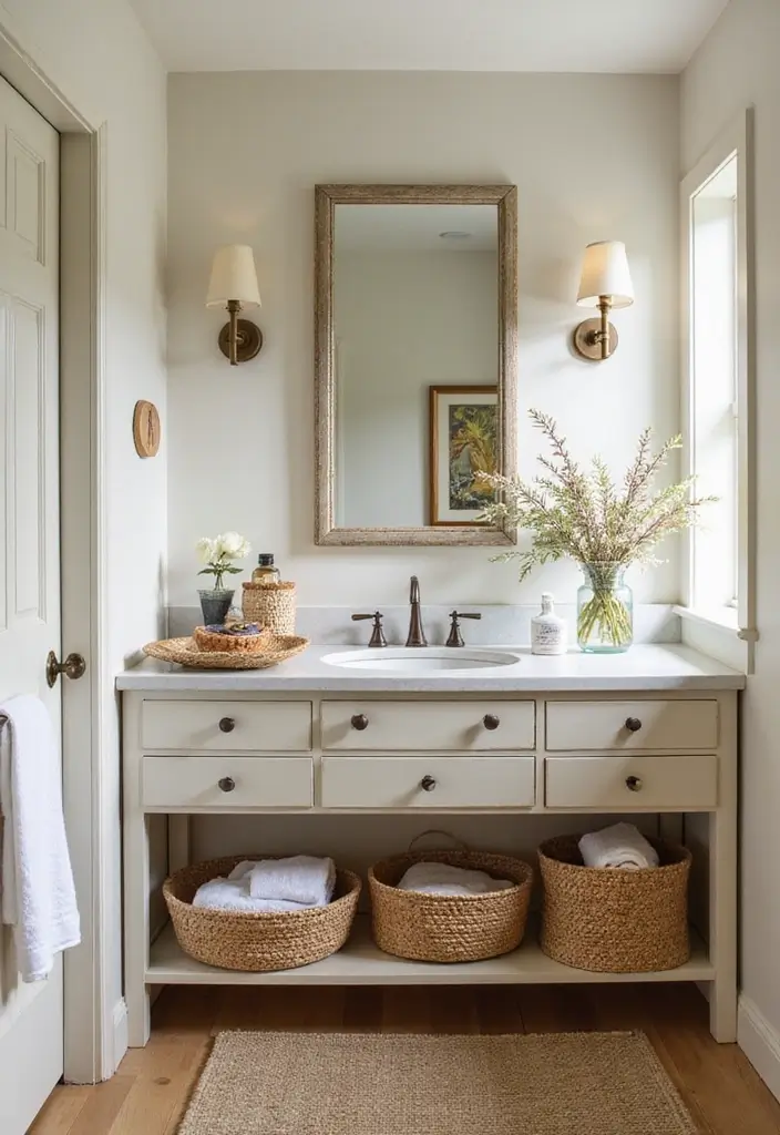 29 Bathroom Vanity Storage Ideas That Add Style - 4. Stylish Baskets
