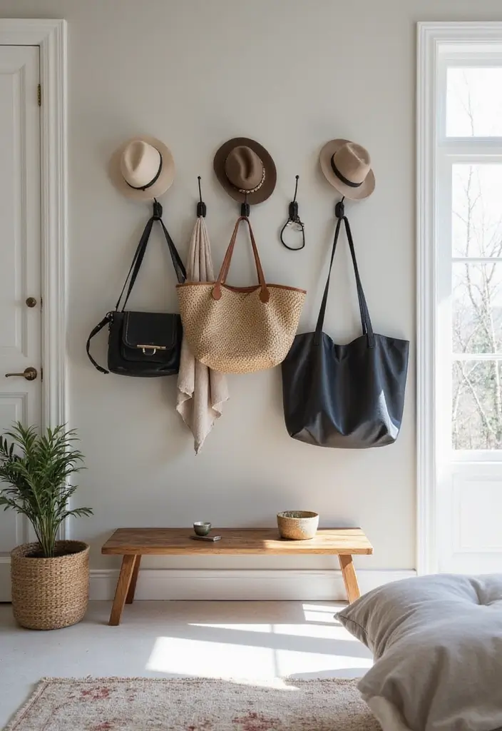 29 Bedroom Organization Ideas You’ll Want to Copy - 13. Hang Hooks for Accessories