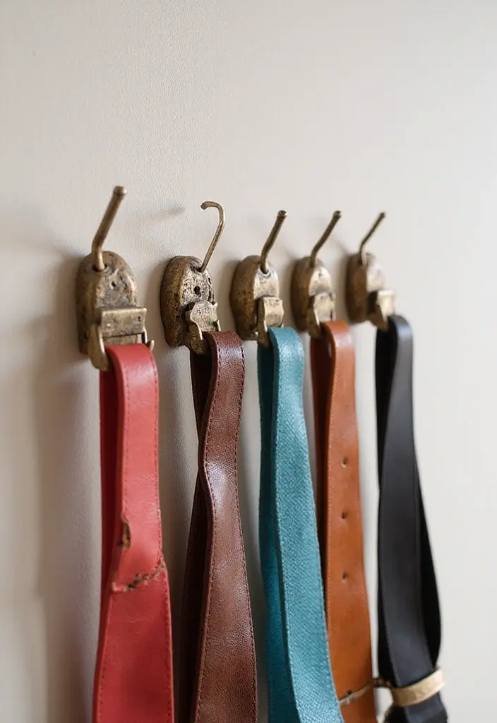 29 Belt Storage Ideas That Look Smart and Neat - 1. Wall-Mounted Hooks
