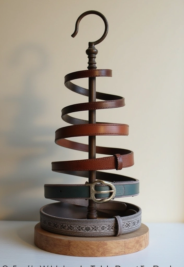 29 Belt Storage Ideas That Look Smart and Neat - 12. Spiral Belt Holder
