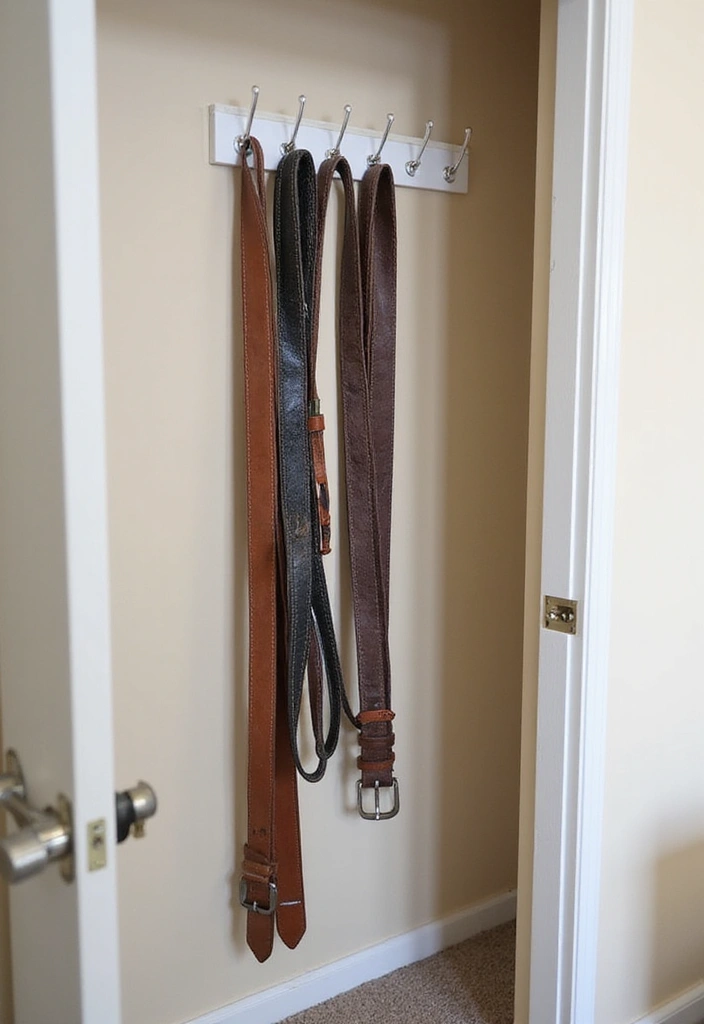 29 Belt Storage Ideas That Look Smart and Neat - 15. Closet Door Hooks