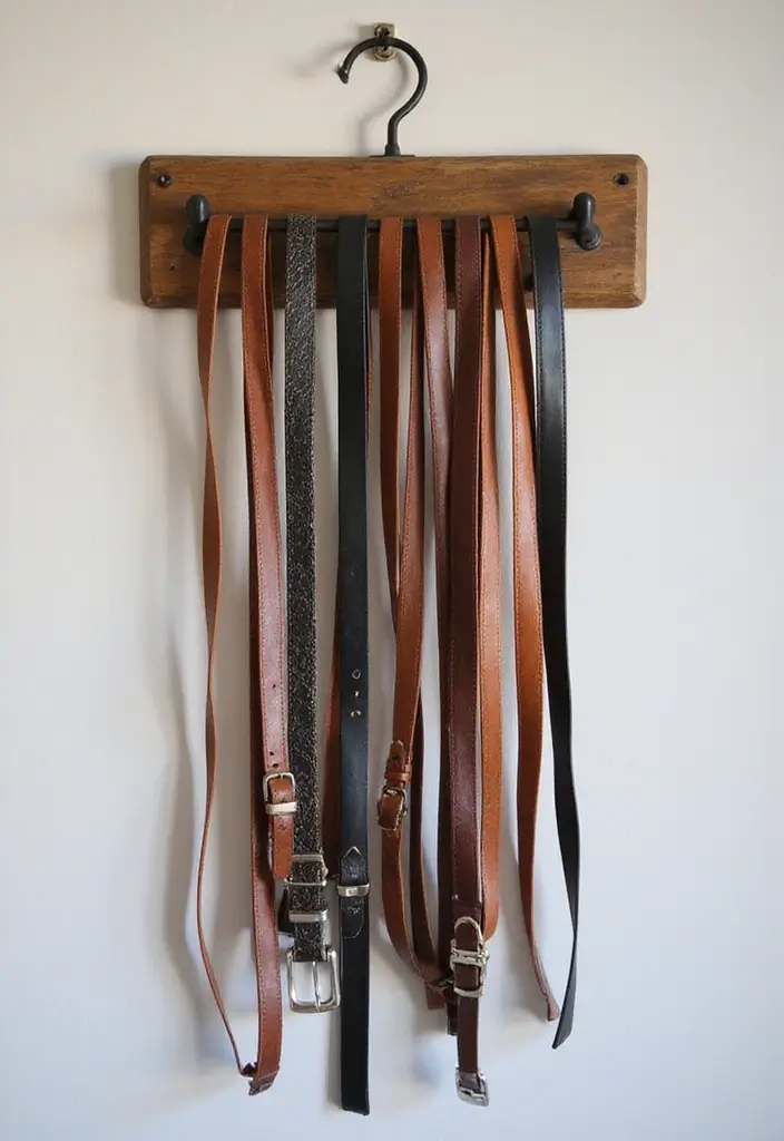 29 Belt Storage Ideas That Look Smart and Neat - 19. Repurposed Waterfall Hangers
