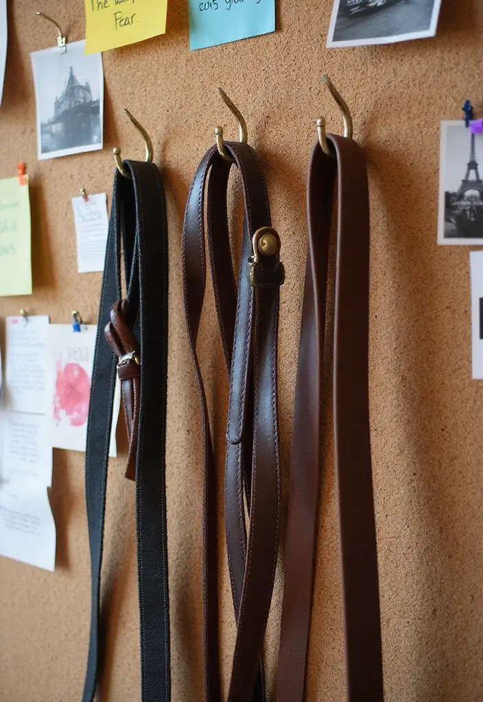 29 Belt Storage Ideas That Look Smart and Neat - 25. Cork Board Organizer