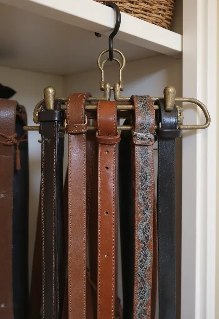 29 Belt Storage Ideas That Look Smart and Neat - 27. Simple Hanger with Clips