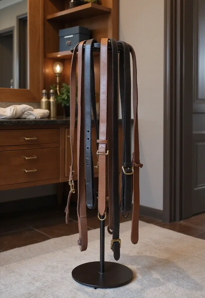 29 Belt Storage Ideas That Look Smart and Neat - 4. Belt Rack Stand