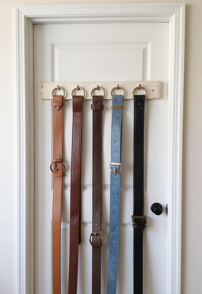 29 Belt Storage Ideas That Look Smart and Neat - 6. Over-the-Door Hooks