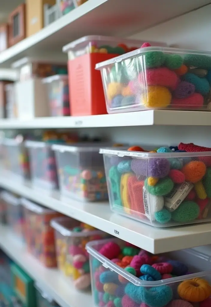 29 Craft Room Organization Ideas That Inspire Creativity - 1. Clear Storage Bins