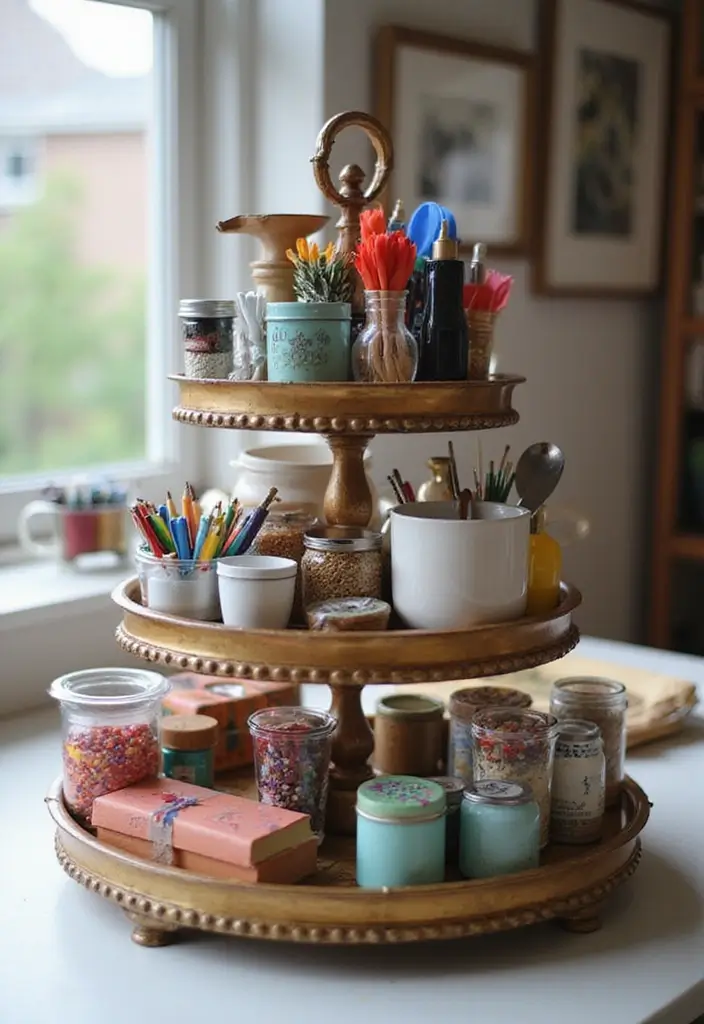 29 Craft Room Organization Ideas That Inspire Creativity - 7. Multi-Tiered Trays