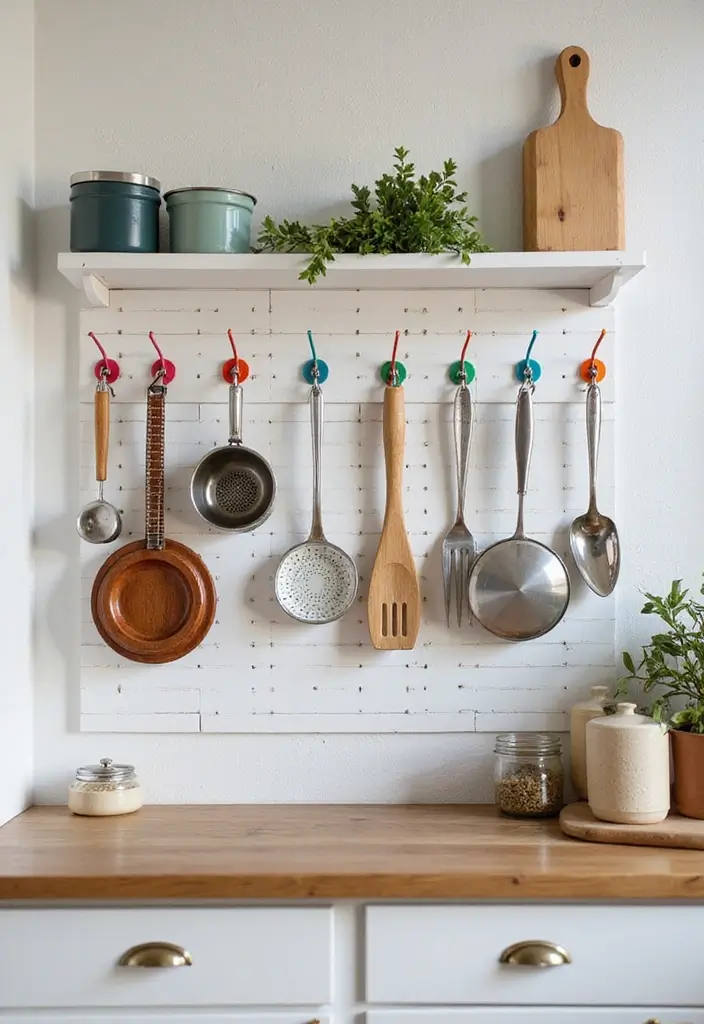 29 Kitchen Organization Cabinet Ideas That Work - 12. Pegboard for Flexible Storage