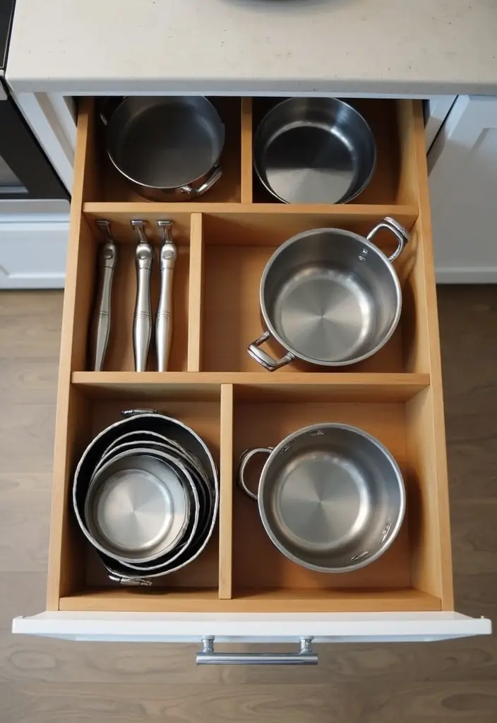 29 Kitchen Organization Cabinet Ideas That Work - 27. Drawer for Pots and Pans