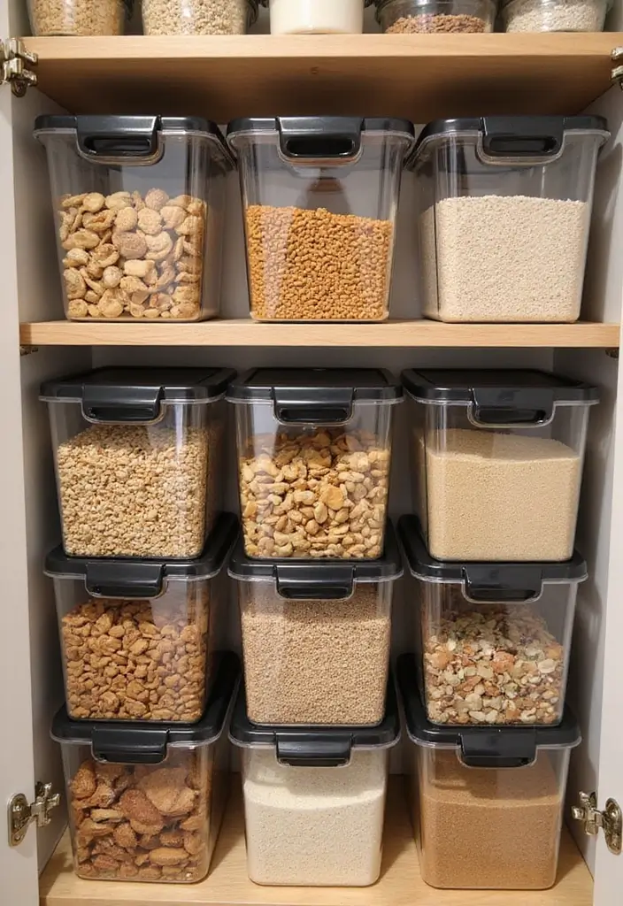29 Kitchen Organization Cabinet Ideas That Work - 6. Stackable Bins for Pantry Organization