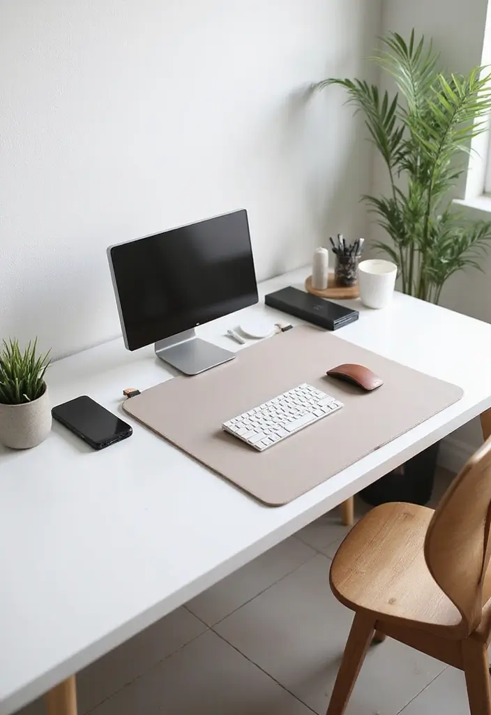 29 Office Desk Organization Ideas That Boost Productivity - 16. Use a Minimalist Desk Mat