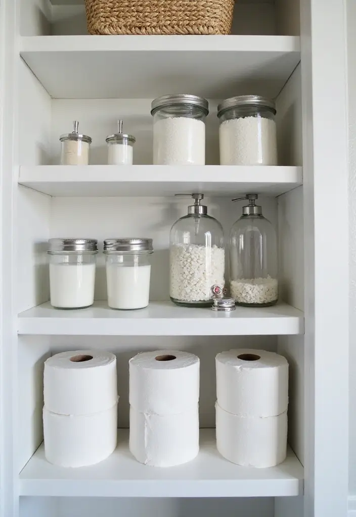 29 Toilet Paper Storage Ideas That Look Clever - 12. Clear Containers