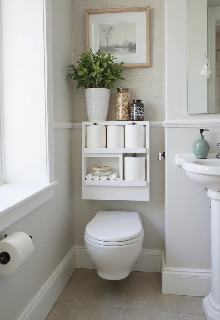 29 Toilet Paper Storage Ideas That Look Clever - 21. Floating Caddy