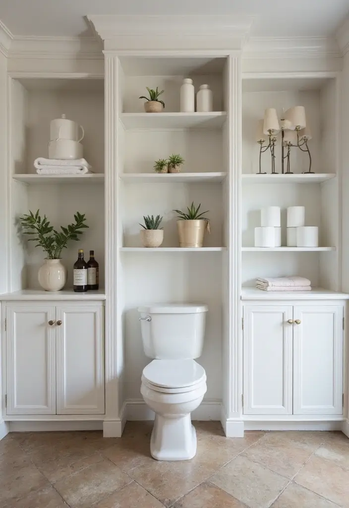 29 Toilet Paper Storage Ideas That Look Clever - 23. Built-In Shelving