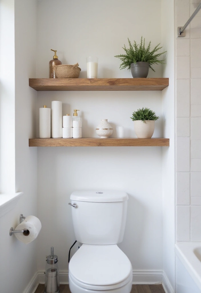 29 Toilet Paper Storage Ideas That Look Clever - 5. Floating Shelves