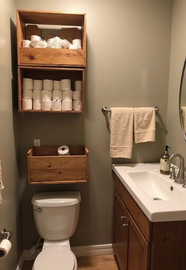 29 Toilet Paper Storage Ideas That Look Clever - 6. Repurposed Crates