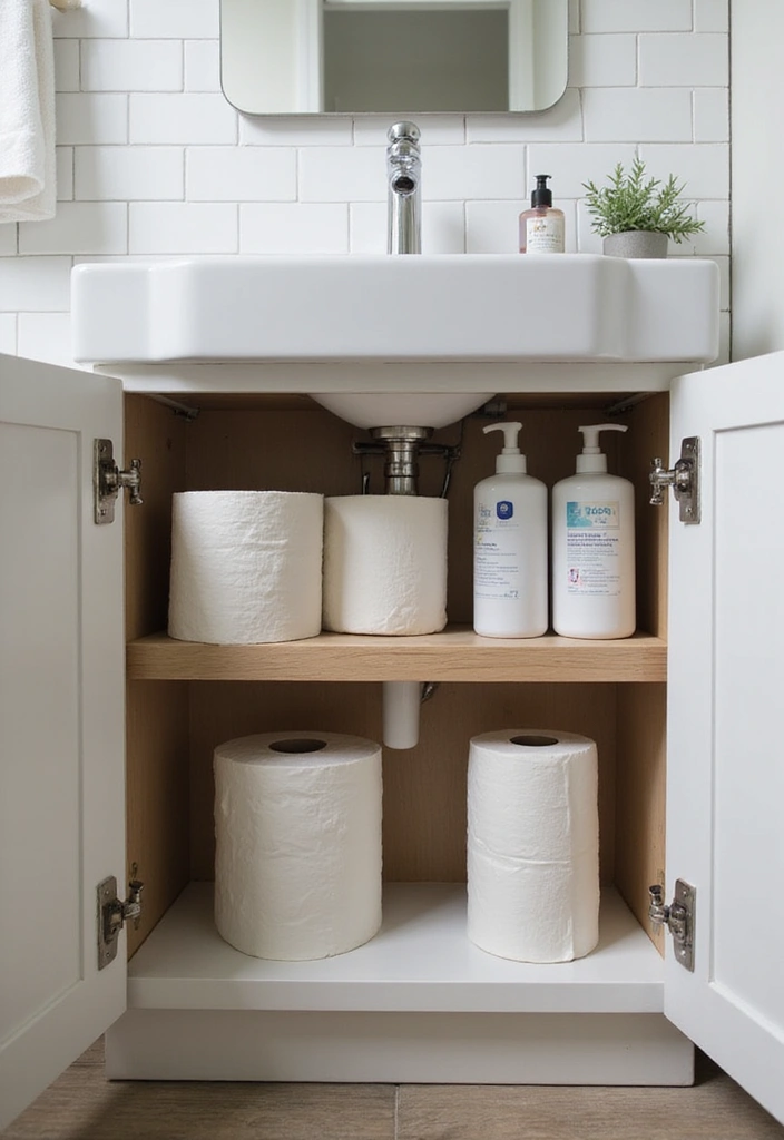 29 Toilet Paper Storage Ideas That Look Clever - 9. Under-Sink Storage