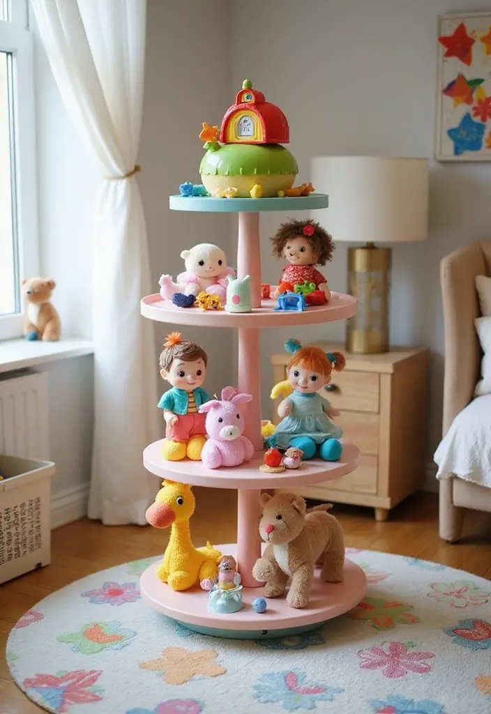 29 Toy Storage Ideas That Keep Kids’ Rooms Tidy - 8. Rotating Toy Display